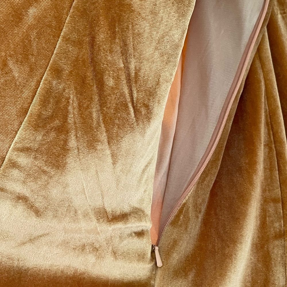 NWT Formal Dress oyisha special occasion maxi velvet mustard dress off shoulder - Picture 8 of 16